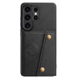 PU Bescherm-Hoes Cover met 4 Pas-vak voor Samsung Galaxy S26 ULTRA - Zwart