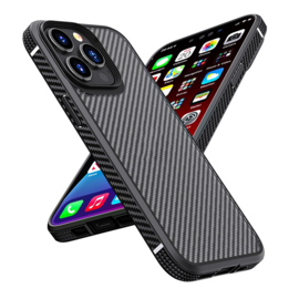 Luxe TPU Carbon  Bescherm-Hoes Cover  voor iPhone 13 Pro Max - 14 Pro Max      Zwart