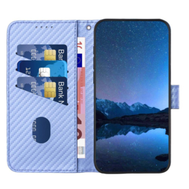 Carbon Boek Bescherm-Etui Hoes Mapje voor iPhone 17 Pro  - Paars - Lila