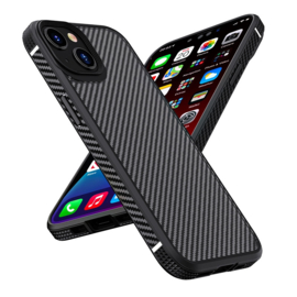 Luxe TPU Carbon  Bescherm-Hoes Cover  voor iPhone 13 of 14      Zwart