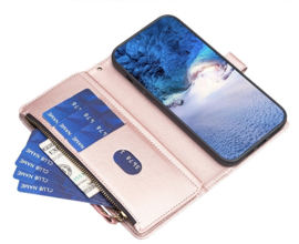 9 Pas - Portemonnee Etui Hoes voor iPhone 15    -   Roze Goud