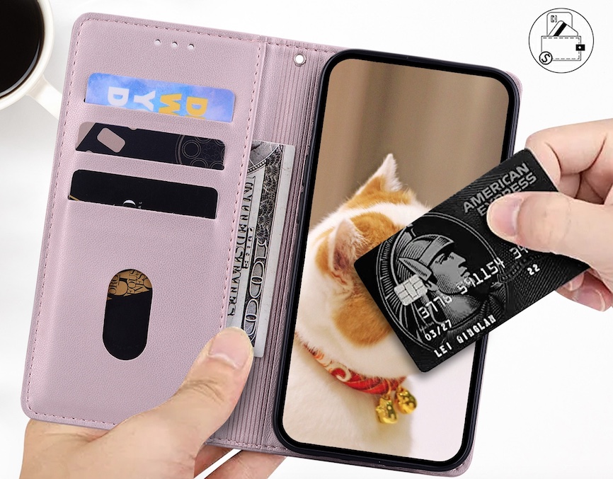 BookCover Hoes Etui voor Samsung Galaxy S24 - S25  -  Roze  - Cartoon Cats   - Kat - Reliëf