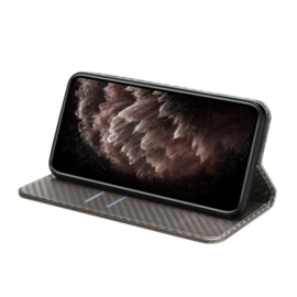 Luxe BookCover Hoes Etui voor iPhone 15    Carbon - Zilver Grijs