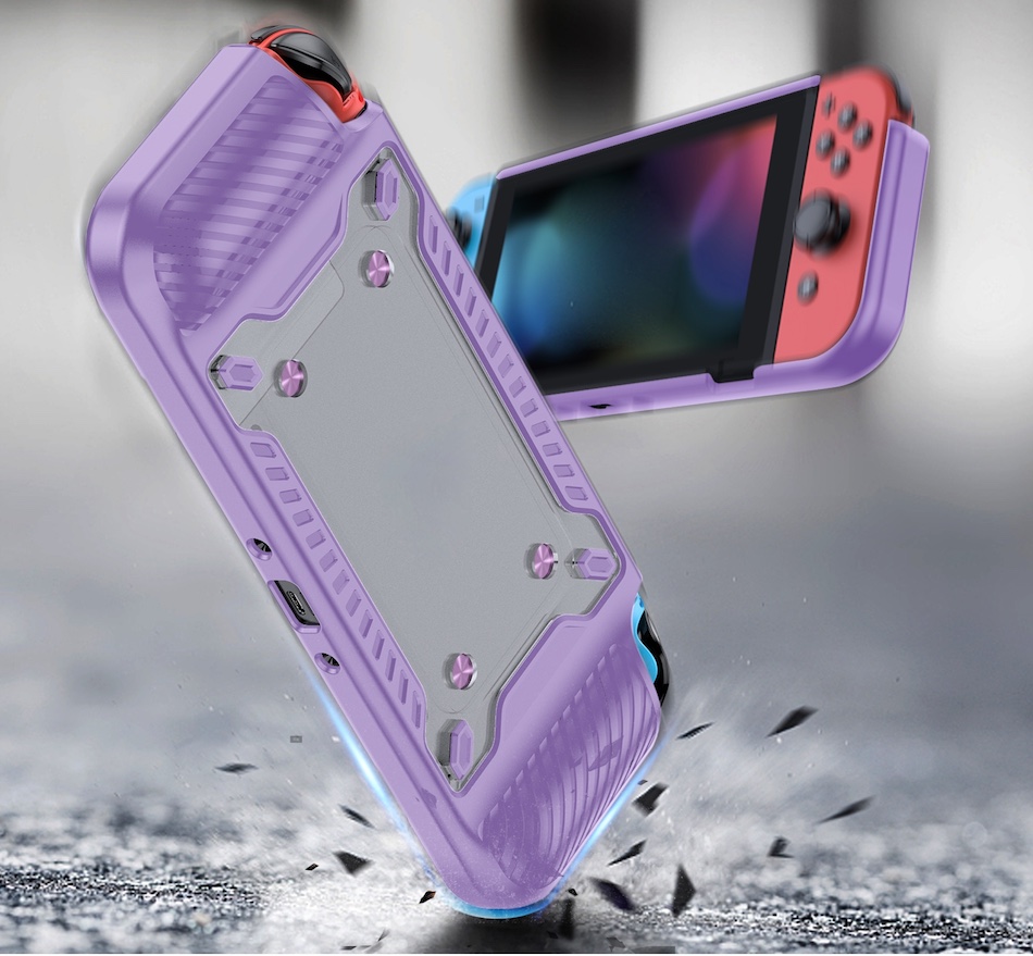 Grip TPU Bescherm Hoes Cover voor Nintendo Switch  OLED -  Paars-Lila