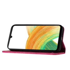 BookCover Hoes Etui voor Samsung Galaxy A56 - A36  -  Vlinders en Kat  - Roze  - Reliëf