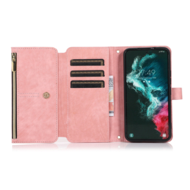 9 Pas - Portemonnee Etui Hoes voor Samsung Galaxy S23   -  Roze