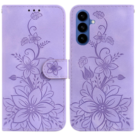 BoekCover Etui Hoes voor Samsung Galaxy S26  -  Paars   -  Lelie  - Reliëf