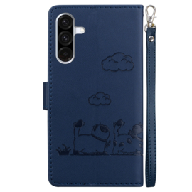 BookCover Hoes Etui voor Samsung Galaxy A56 - A36  -  Cartoon Cats  - Blauw   - Reliëf