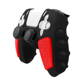 Grip Silicone Hoes / Skin voor Playstation 5 PS5 DualSense Controller  -  Zwart - Rood  -   V3