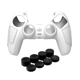 Grip Silicone Hoes / Skin met 8 Thumb Grips voor Playstation 5 PS5 DualSense Controller  -  Wit