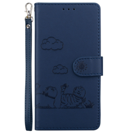 BookCover Hoes Etui voor Samsung Galaxy A56 - A36  -  Cartoon Cats  - Blauw   - Reliëf