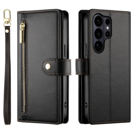 Luxe Portemonnee - Etui  Hoes Tas voor Samsung Galaxy S26 ULTRA   - Met Schouder - Draagkoord -  Zwart