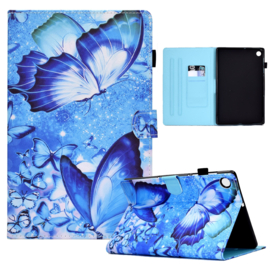 Luxe Bescherm-Etui Hoes Map voor Samsung Galaxy Tab A9 Plus - 11 -    Vlinders Blauw