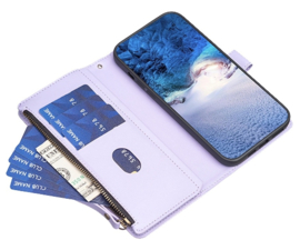 9 Pas - Luxe BookCover Wallet Etui voor Samsung Galaxy S24    Lila 