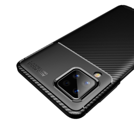 Samsung Galaxy A12   - Carbon TPU Bescherm-Hoes Skin -  Zwart