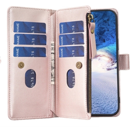 9 Pas - Portemonnee Etui Hoes voor Samsung Galaxy A24   -  A25   Roze