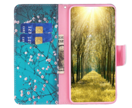 BookCover Hoes Etui voor Samsung Galaxy S24 - S25     -    Bloesem -   Groen / Roze