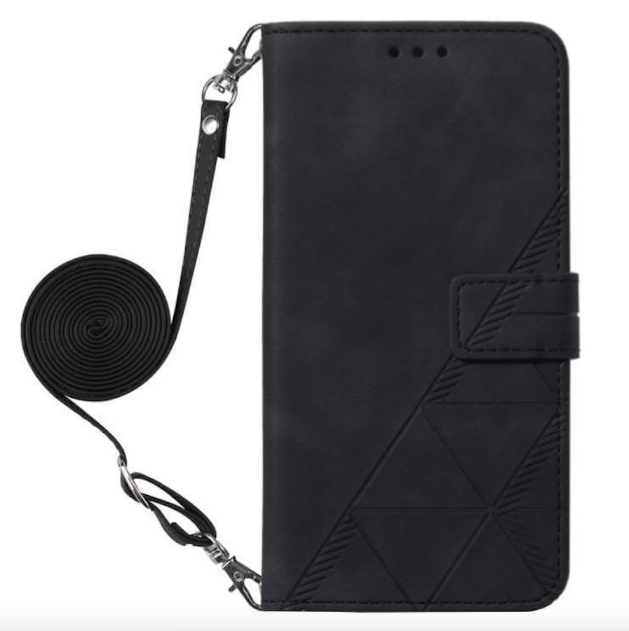 Hoes - Etui - Tas voor iPhone 16e  - Met Schouder - Draagkoord -  Zwart