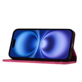 BookCover Hoes Etui voor Apple iPhone 17  -  Vlinders en Kat  - Roze  - Reliëf
