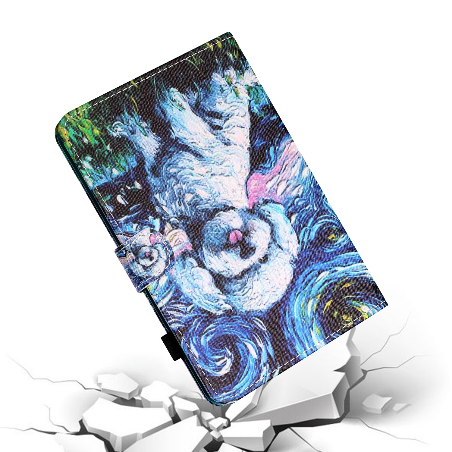 Bescherm-Etui Hoes Map voor Samsung Galaxy Tab A9 Plus - 11 -  Hondje - Schilderij-stijl