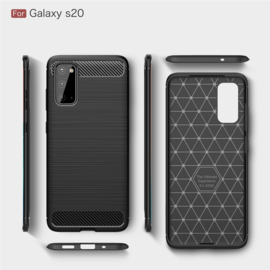 Samsung Galaxy S20 - Carbon TPU Bescherm-Hoes Skin - Zwart