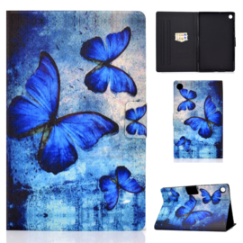 Luxe Bescherm-Etui Hoes Map voor Samsung Galaxy Tab A9 Plus - 11 -    "Vlinders" Blauw
