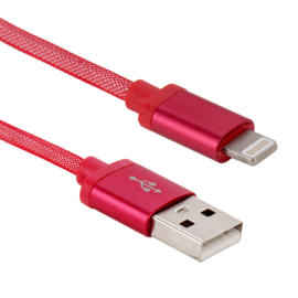 Lightning Oplader en Data USB Kabel voor iPhone - iPad   20cm     Rood