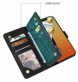Portemonnee - Etui  Tas voor iPhone 15 Pro Max - Met Schouder - Draagkoord -  Zwart