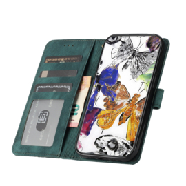 BoekCover Hoes Etui voor Samsung Galaxy A17 - A27 - A26 -  Groen  -  Vlinders -  Reliëf