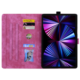 Luxe Bescherm-Etui Hoes Map voor Xiaomi Pad 7 - Pad 7 PRO - Pad 8 - Pad 8 Pro -     Bloemen en Kat -  Roze