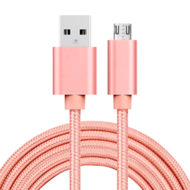 USB 2.0 - Micro USB Oplader en Data Kabel - 2 meter Roze