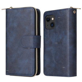 Luxe BookCover - 9 Cards - Wallet Etui voor iPhone 15  -  Blauw