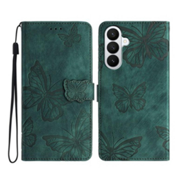 BoekCover Hoes Etui voor Samsung Galaxy A37 - A36 - A56 -  Groen  -  Vlinders -  Reliëf