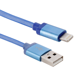 Lightning Oplader en Data USB Kabel voor iPhone - iPad   20cm    Blauw