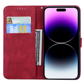 BoekCover Etui Hoes voor Apple iPhone 17  -  Rood -  Vlinder  - Reliëf
