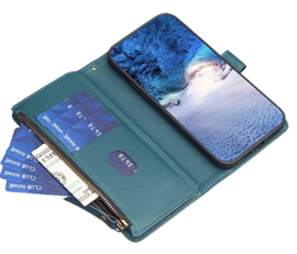 9 Pas - Portemonnee Etui Hoes voor Samsung Galaxy A14   -   Groen