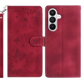 BoekCover Hoes Etui voor Samsung Galaxy A37 - A36 - A56 -  Bordeaux Rood  -  Vlinders -  Reliëf