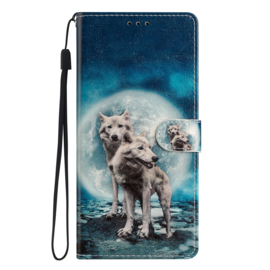 BoekCover Hoes Etui voor Samsung Galaxy A36  -  A56   -  Wolven - Maan