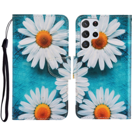 BookCover Hoes Etui voor Samsung Galaxy S23 ULTRA  5G  -  Madelief  - Blauw