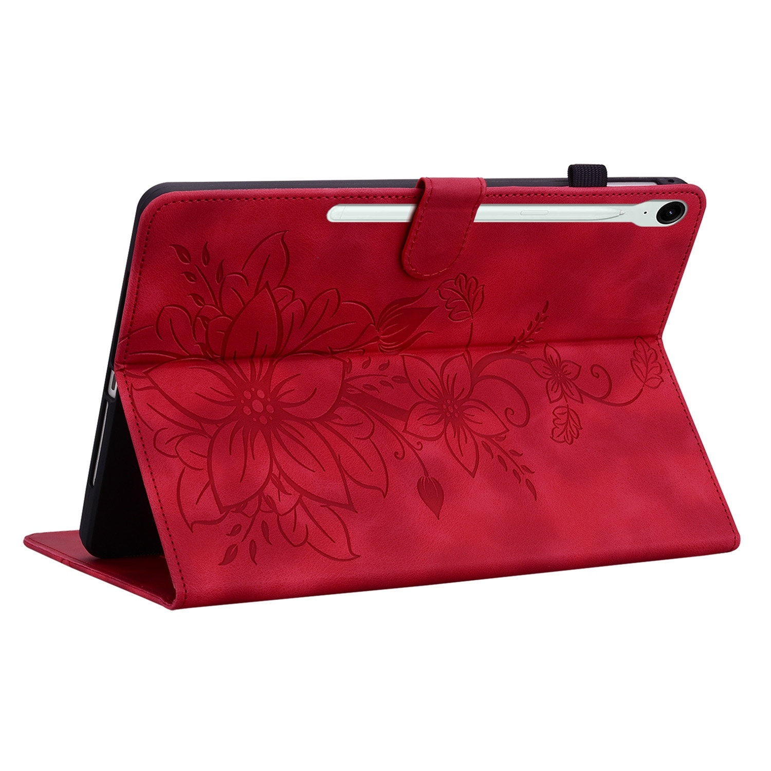 Luxe Bescherm-Etui Hoes Map voor Samsung Galaxy Tab S9 FE  -  S10 FE  -  10.9"  -    Lelie  - Rood