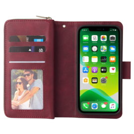 BookCover - 9 Cards - Wallet Etui voor iPhone 13 - iPhone 14  - Bordeaux Rood