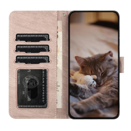 BookCover Hoes Etui voor Apple iPhone 17  Grijs  - Katten op muurtje - Reliëf