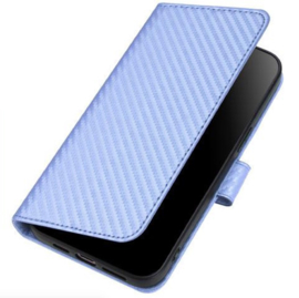 Carbon Boek Bescherm-Etui Hoes Mapje voor iPhone 17 Pro  - Paars - Lila