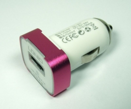 USB 12v Auto-Oplader voor iPad - iPhone  - iPod  2.1 amp  Roze