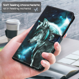 BookCover Hoes Etui voor iPhone 13 - iPhone 14   Wolf   3D Effect