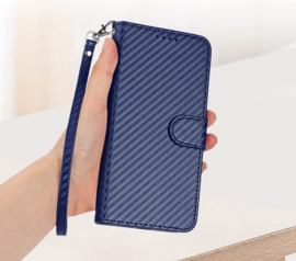 Luxe BookCover Hoes Etui voor Samsung Galaxy S24 - S25     Blauw  - Carbon