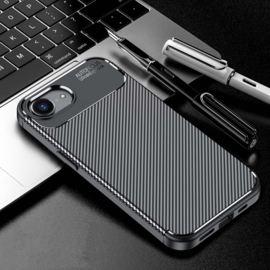 Luxe TPU Carbon  Bescherm-Hoes Cover Skin voor iPhone 16e   -   Zwart