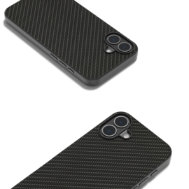 Slim Carbon Bescherm-Hoes Cover  voor iPhone 16       Zwart