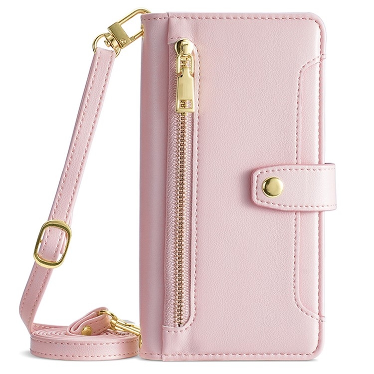 Luxe Portemonnee - Etui  Hoes Tas voor iPhone 16  - Met Schouder - Draagkoord -  Roze