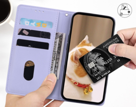 BookCover Hoes Etui voor Samsung Galaxy A16  -  A26   -  Paars  -  Cartoon Cats  - Reliëf